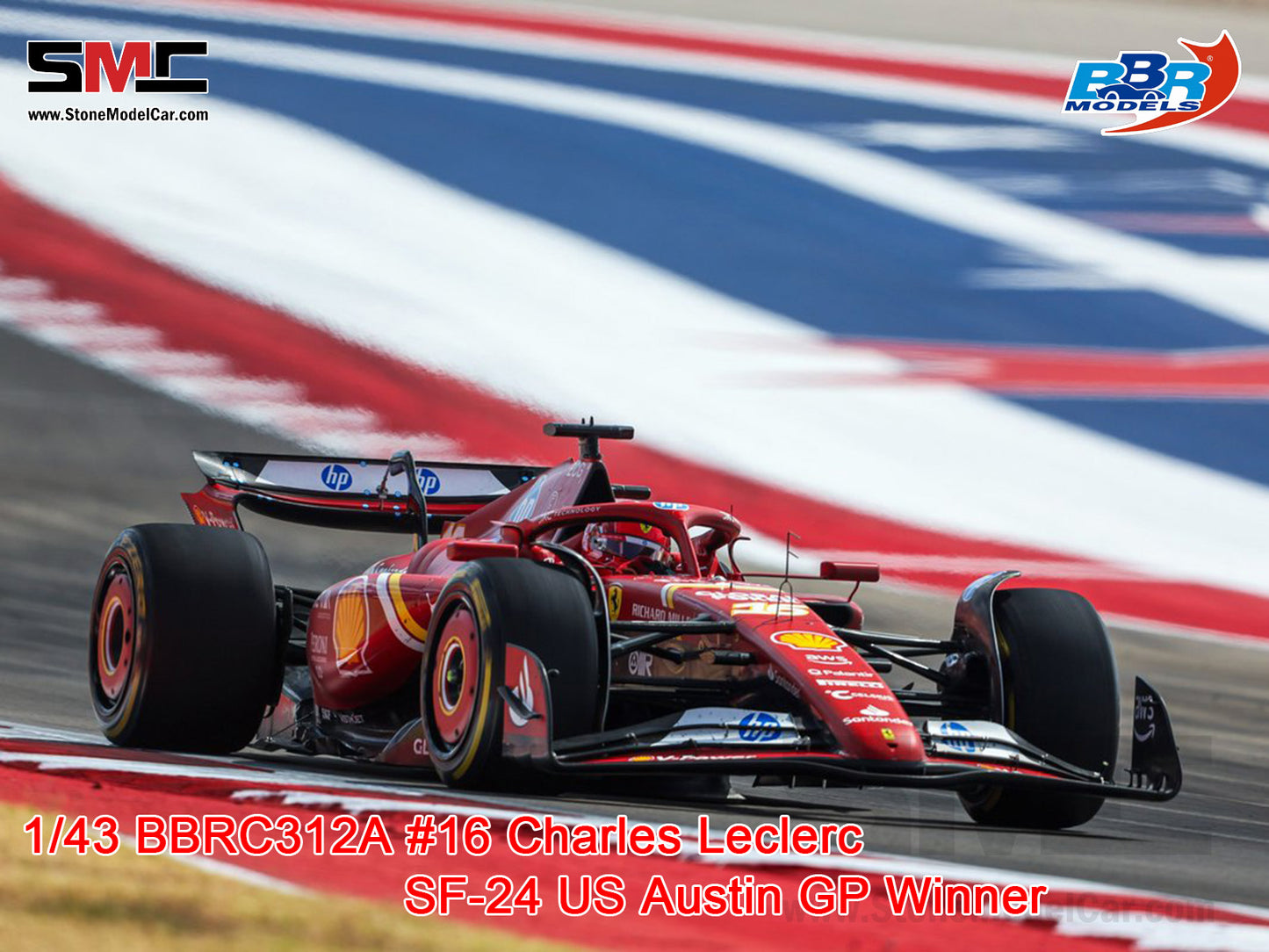 [Pre-Order] Ferrari F1 SF-24 #16 Charles Leclerc Winner US GP Austin 2024 BBR 1:43 BBRC312A