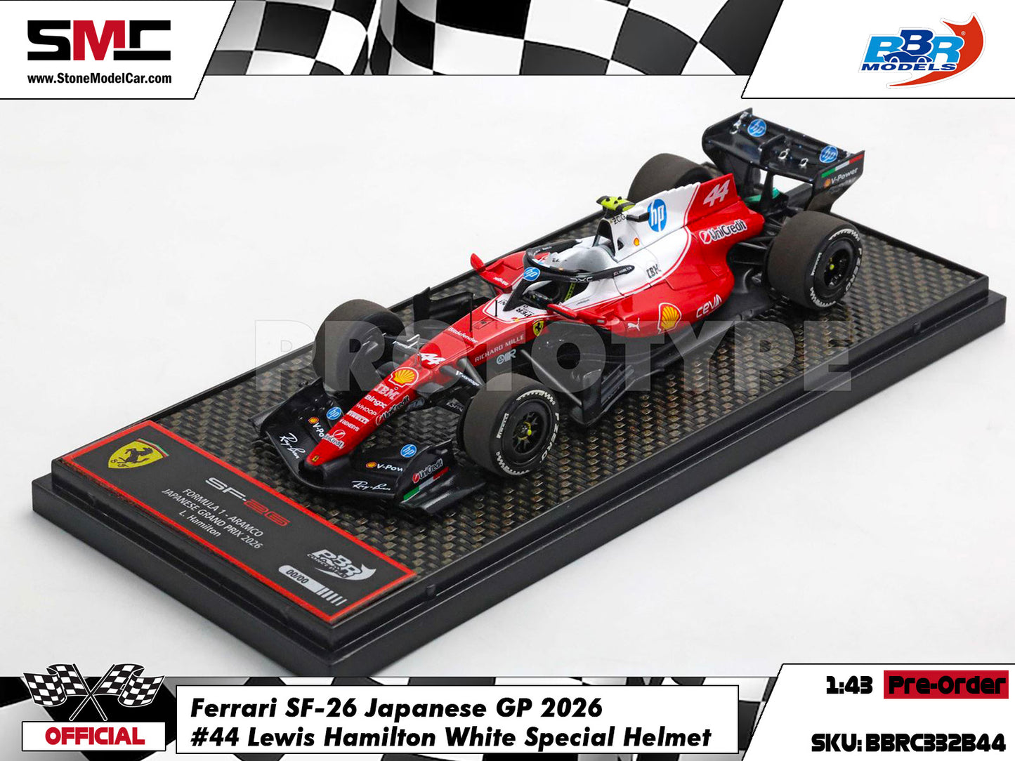[Pre-Order] Ferrari HP F1 SF-26 #44 Lewis Hamilton Japanese GP 2026 BBR 1:43 BBRC332B44