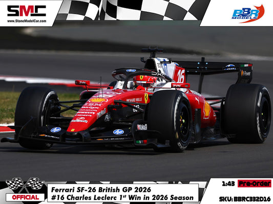 [Pre-Order] Ferrari HP F1 SF-26 #16 Charles Leclerc British GP Winner 2026 BBR 1:43 BBRC332D16