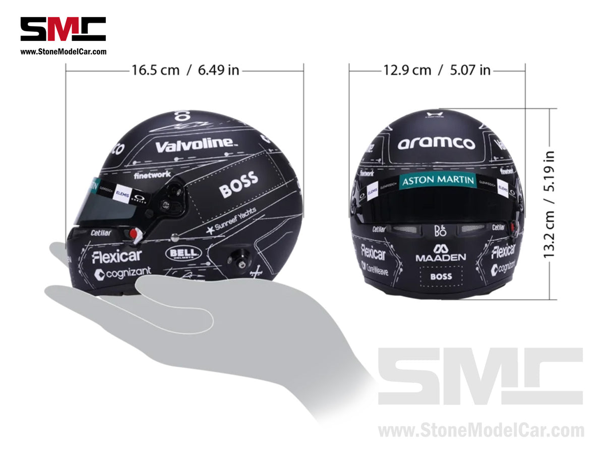 Aston Martin F1 AMR26 #14 Fernando Alonso Spanish Madrid GP 2026 BELL 1:2 Miniature Helmet