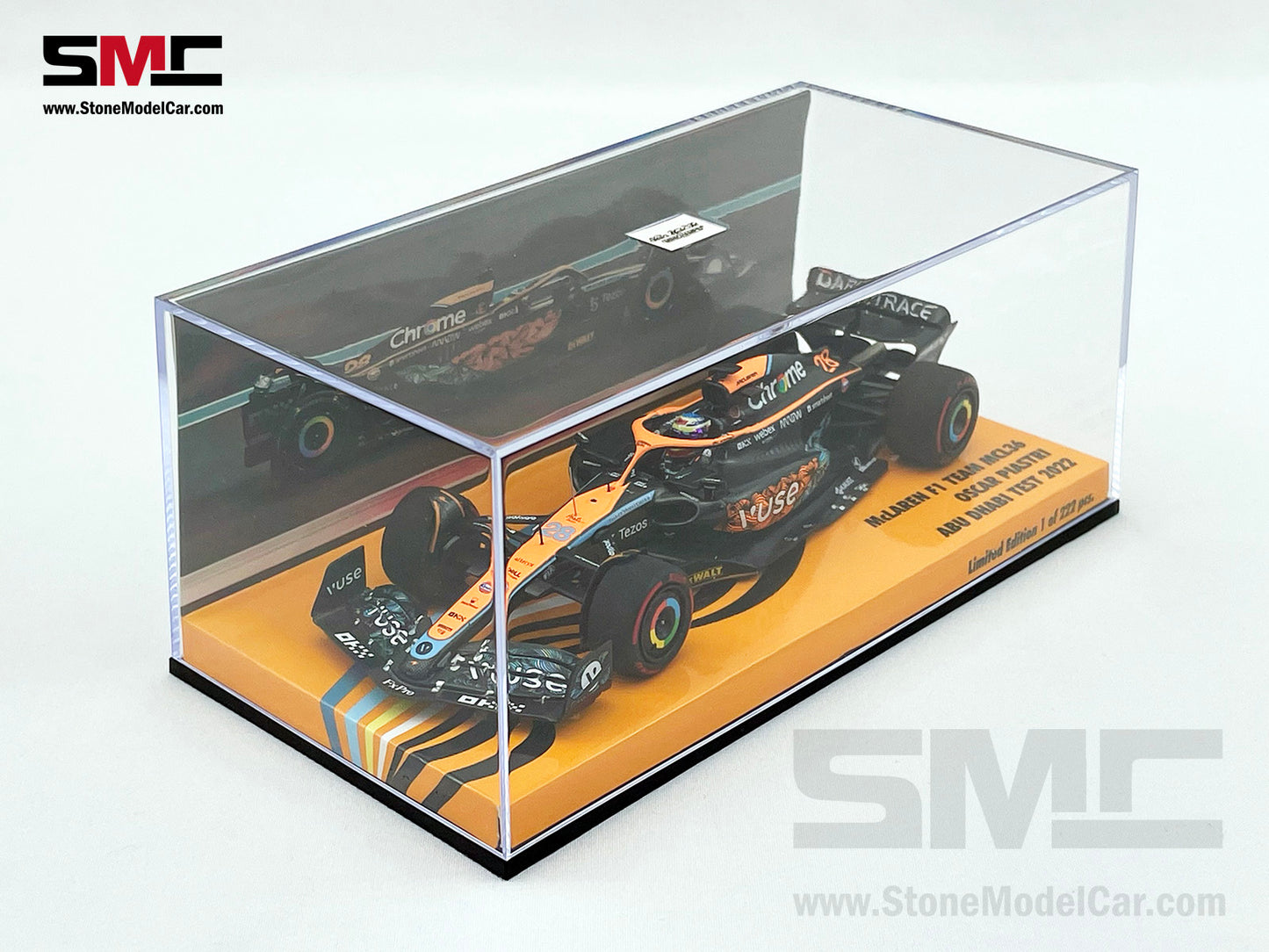 2022 Mclaren F1 MCL36 #28 Oscar Piastri Abu Dhabi GP Test Special Livery 1:43 MINICHAMPS