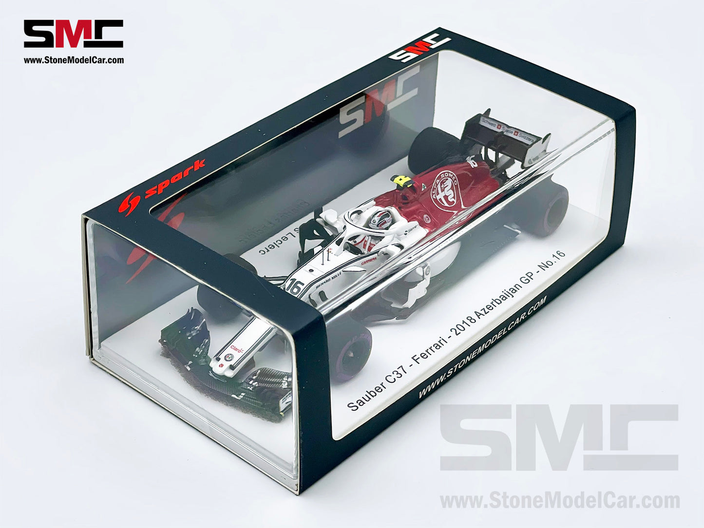 1:43 Spark Alfa Romeo C37 #16 Charles Leclerc Azerbaijan 6th 2018 1st F1 Point
