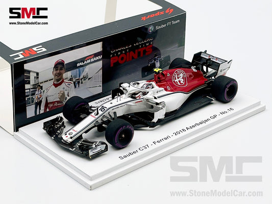 1:43 Spark Alfa Romeo C37 #16 Charles Leclerc Azerbaijan 6th 2018 1st F1 Point