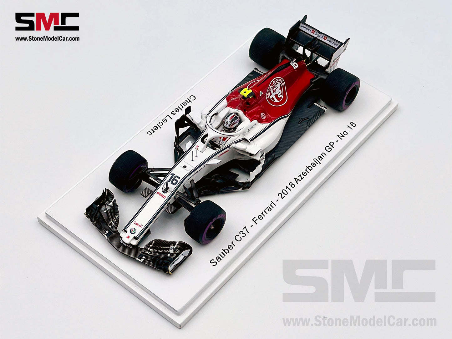 1:43 Spark Alfa Romeo C37 #16 Charles Leclerc Azerbaijan 6th 2018 1st F1 Point