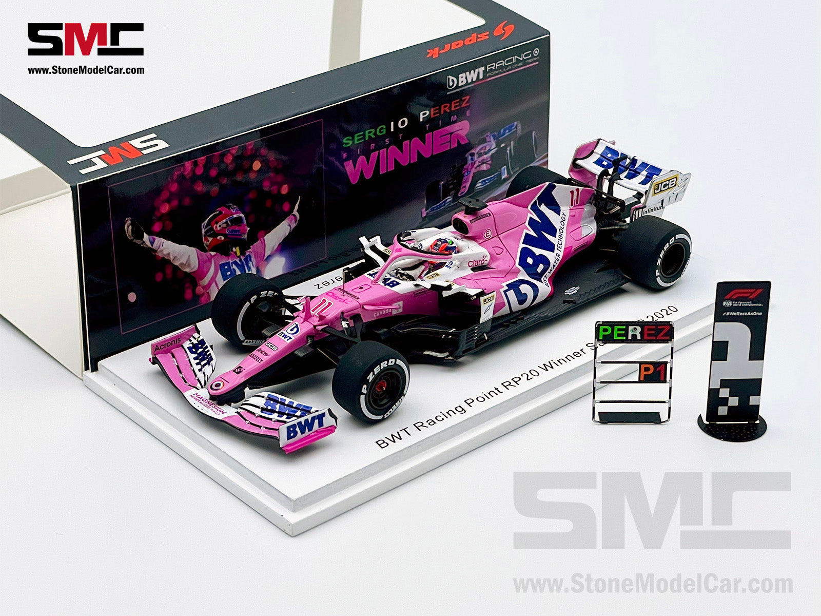1:43 Spark BWT Racing Point F1 RP20 #11 Sergio Perez Sakhir 2020 1st C ...