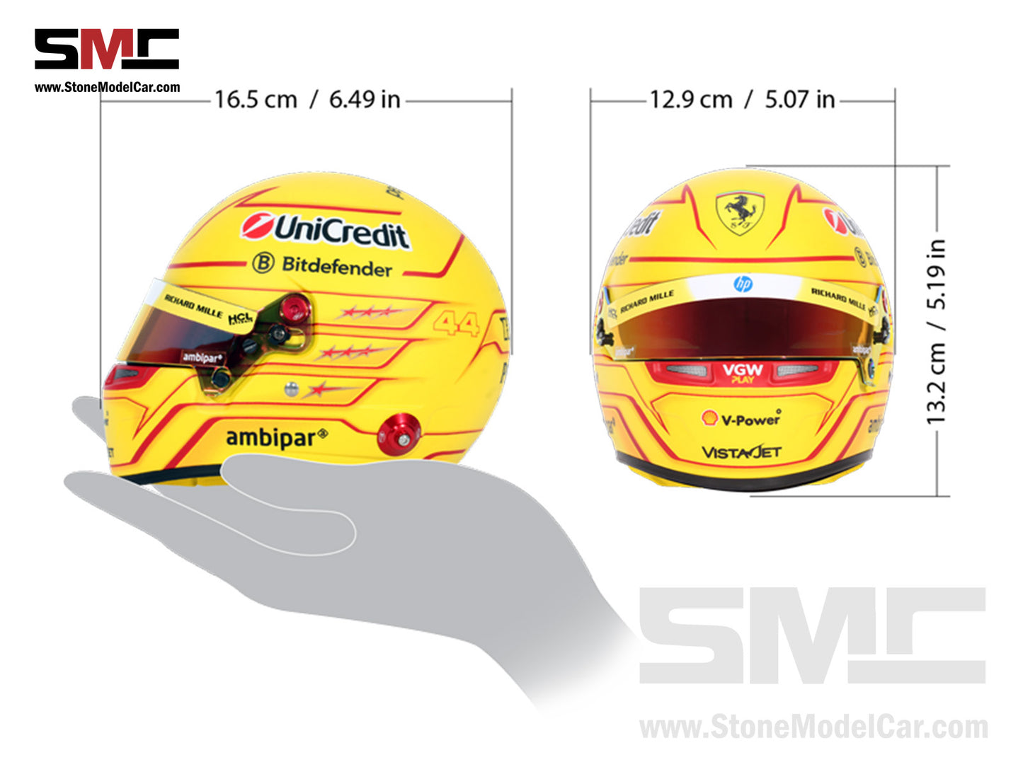 Ferrari F1 SF-25 #44 Lewis Hamilton Season 2025 BELL 1:2 Miniature Helmet