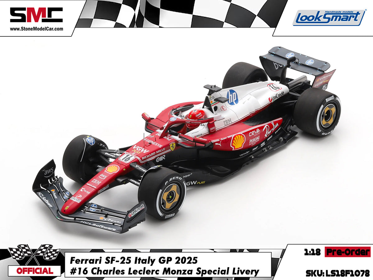 [Pre-Order] Ferrari F1 SF-25 #16 Charles Leclerc Italy Monza GP 2025 312T Special Livery Looksmart 1:43 LSF1078