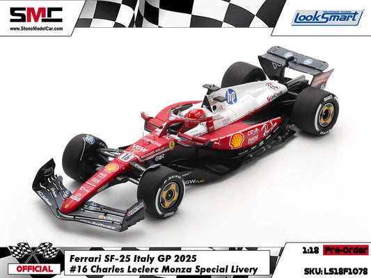 [Pre-Order] Ferrari F1 SF-25 #16 Charles Leclerc Italy Monza GP 2025 312T Special Livery Looksmart 1:43 LSF1078