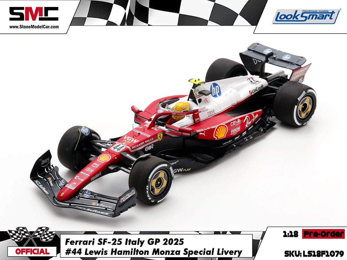 [Pre-Order] Ferrari F1 SF-25 #44 Lewis Hamilton Italy Monza GP 2025 312T Special Livery Looksmart 1:18 LS18F1079
