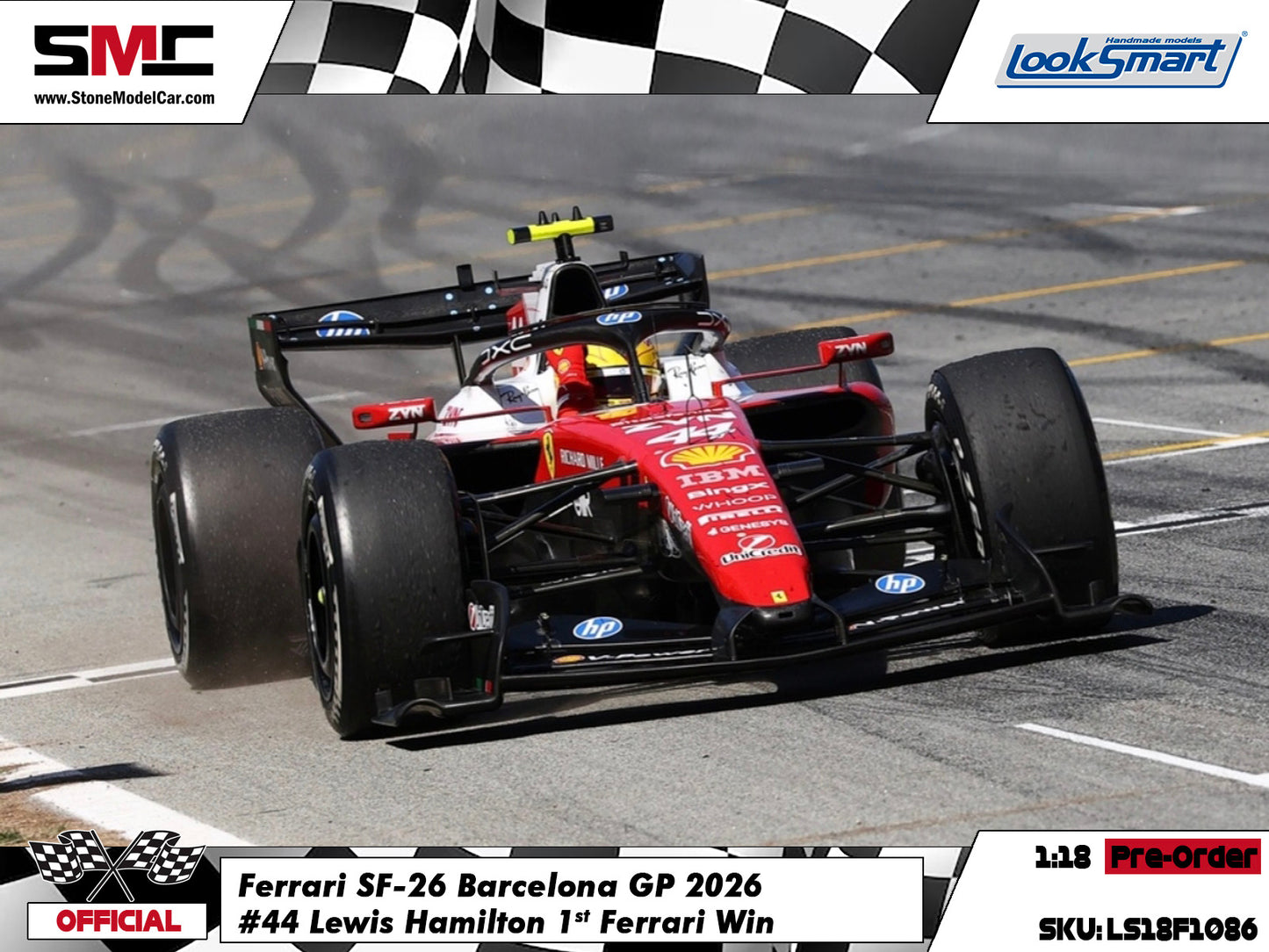 [Pre-Order] Ferrari HP F1 SF-26 #44 Lewis Hamilton Barcelona GP 2026 Looksmart 1:18 LS18F1086