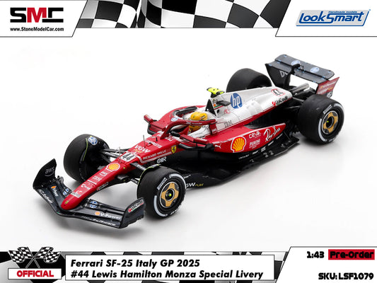 [Pre-Order] Ferrari F1 SF-25 #44 Lewis Hamilton Italy Monza GP 2025 312T Special Livery Looksmart 1:43 LSF1079