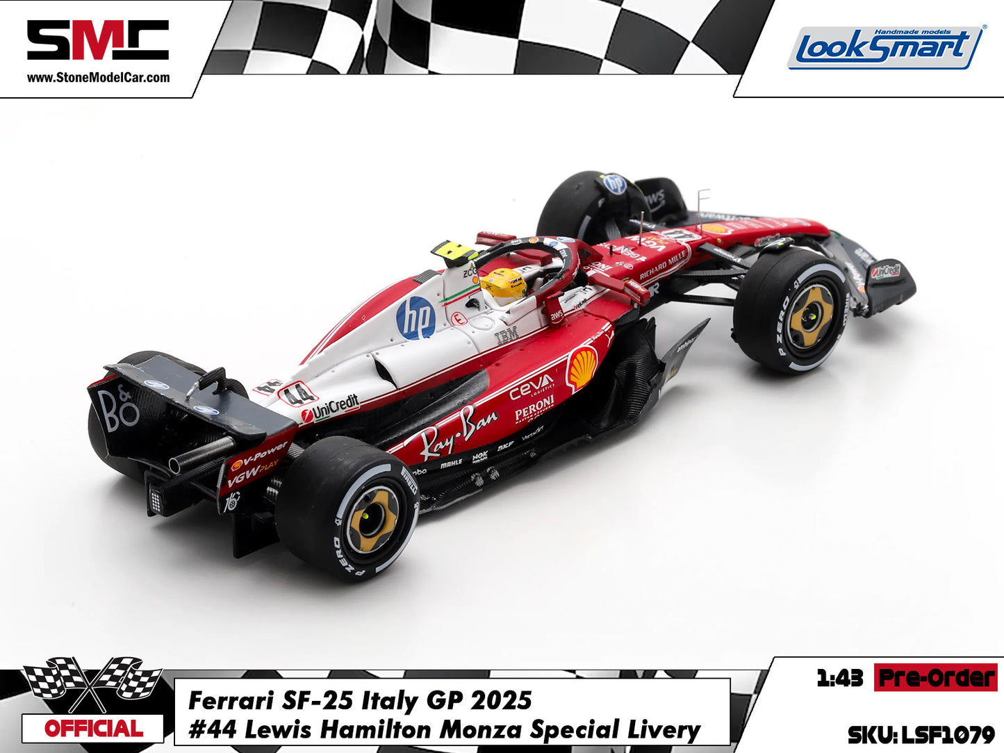 [Pre-Order] Ferrari F1 SF-25 #44 Lewis Hamilton Italy Monza GP 2025 312T Special Livery Looksmart 1:43 LSF1079