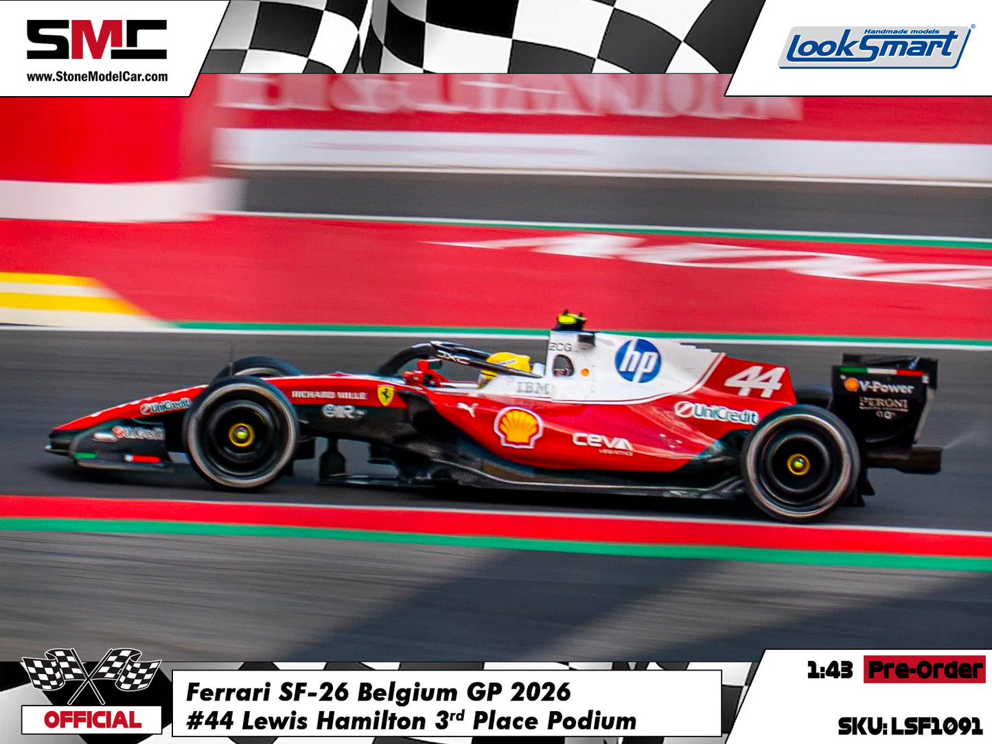 [Pre-Order] Ferrari HP F1 SF-26 #44 Lewis Hamilton Belgium GP 2026 Looksmart 1:43 LSF1091