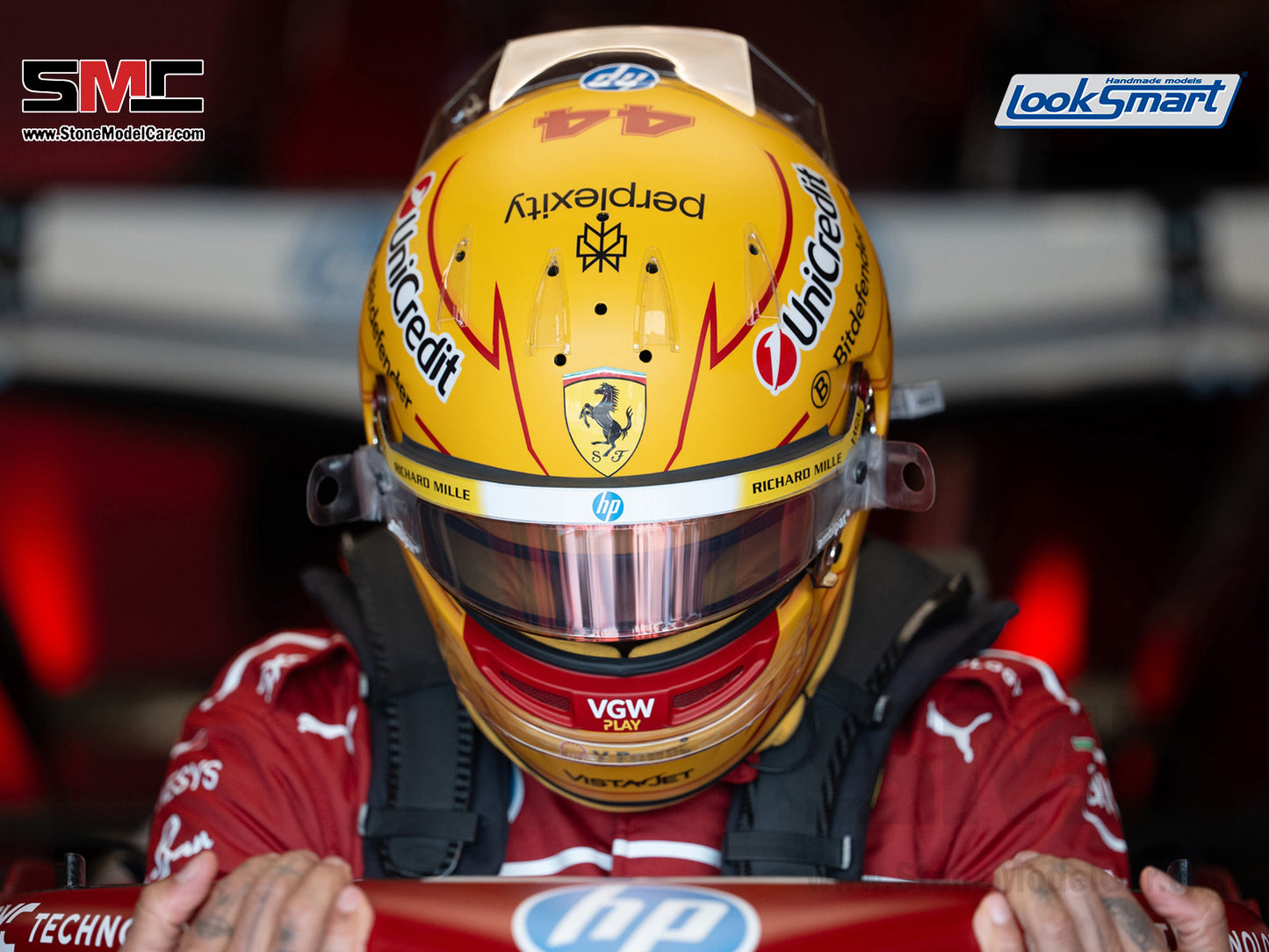 [Pre-Order] Ferrari HP F1 SF-25 #44 Lewis Hamilton Monaco GP 2025 Looksamrt 1:5 BELL Helmet
