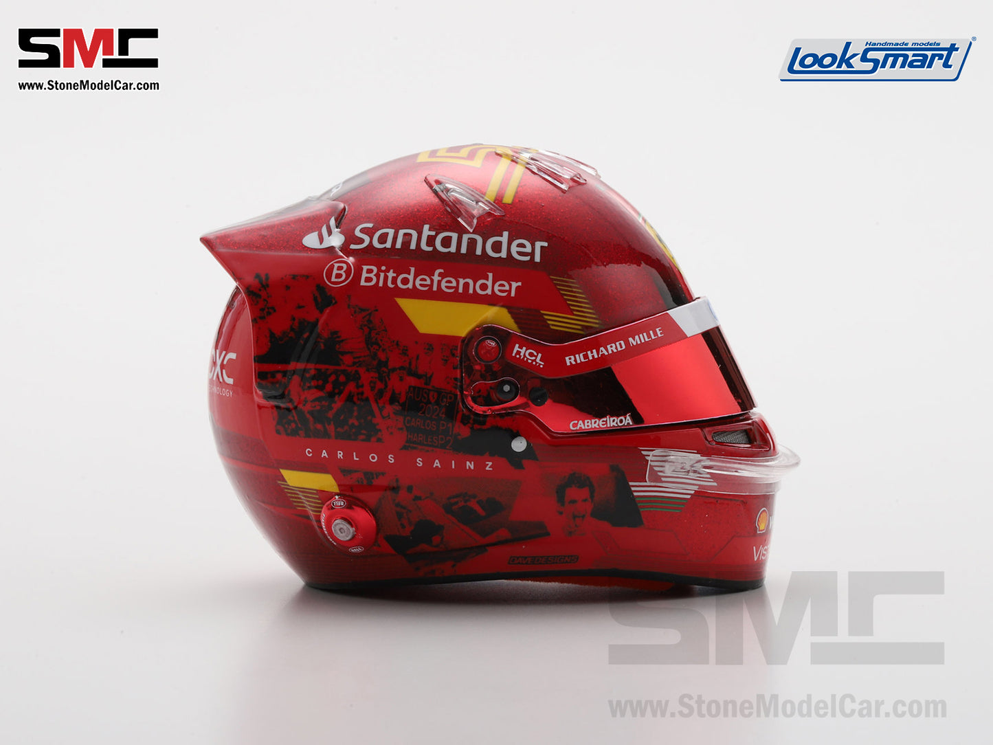 [Pre-Order] Ferrari F1 SF-24 #55 Carlos Sainz Abu Dhabi GP 2024 Looksmart 1:5 BELL Helmet