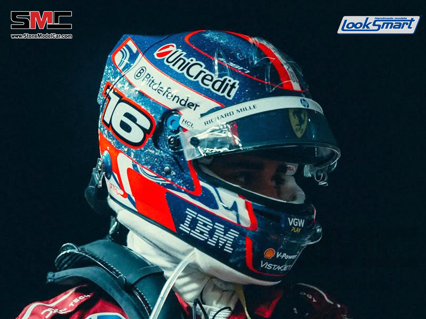 [Pre-Order] Ferrari HP F1 SF-25 #16 Charles Leclerc Singapore GP 2025 Looksamrt 1:5 BELL Helmet