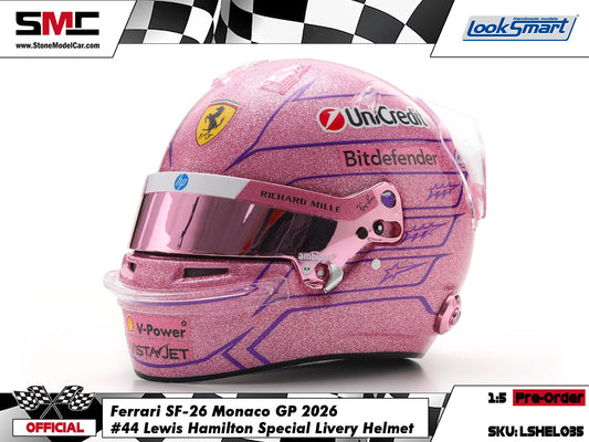 [Pre-Order] Ferrari HP F1 SF-26 #44 Lewis Hamilton Monaco GP 2026 Looksmart 1:5 BELL Helmet
