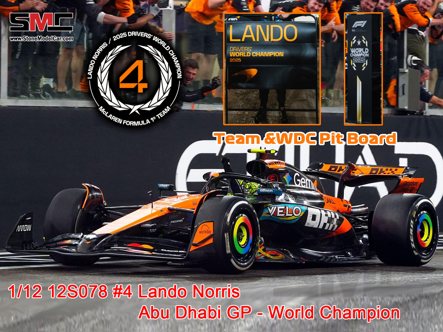 [Pre-Order] McLaren F1 MCL39 #4 Lando Norris Abu Dhabi GP 2025 World Champion 1:12 Spark 12S078