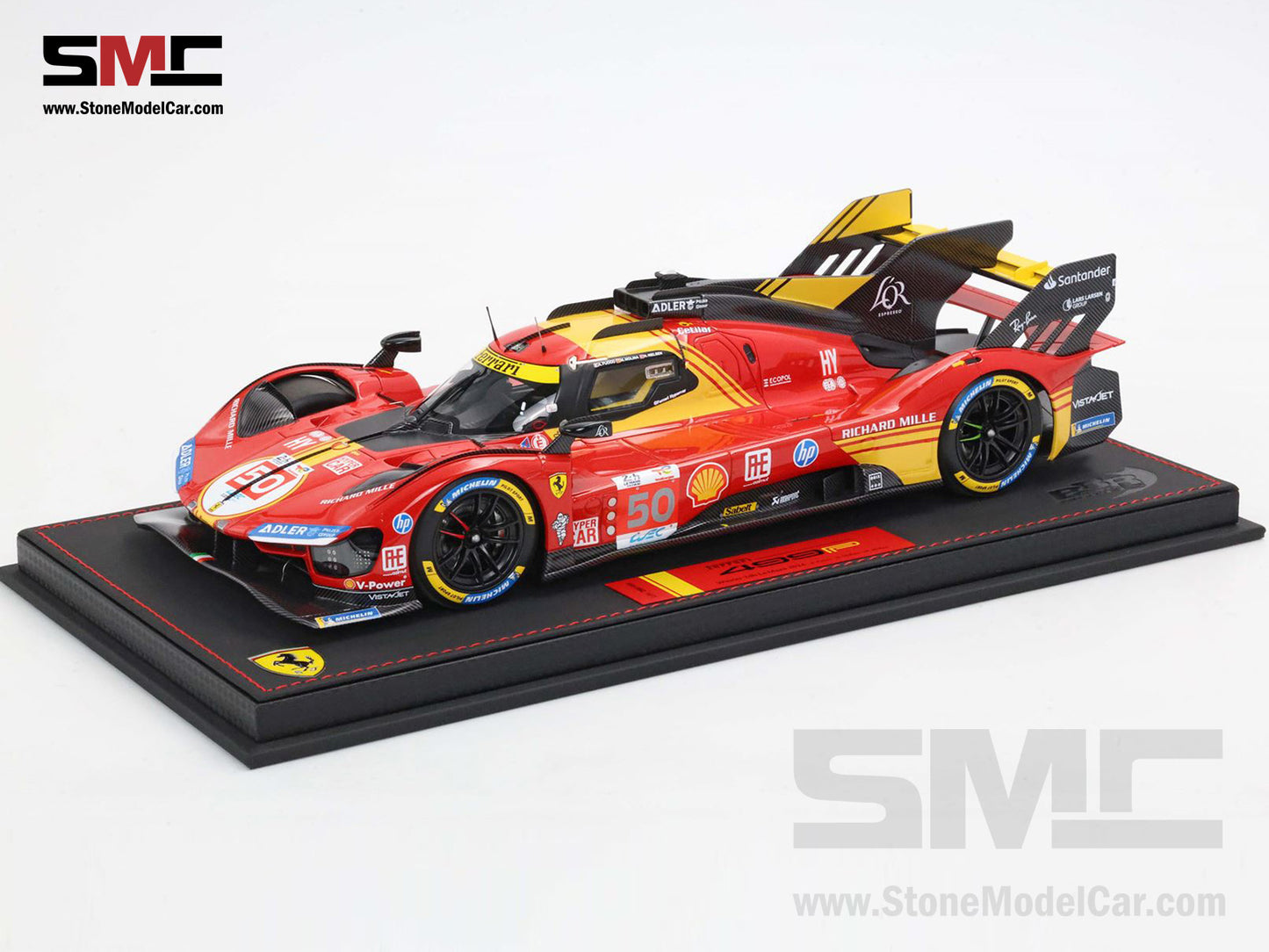 Ferrari 499P #50 AF CORSE Winner 24H Le Mans 2024 BBR 1:18 P18252A with Leather Base