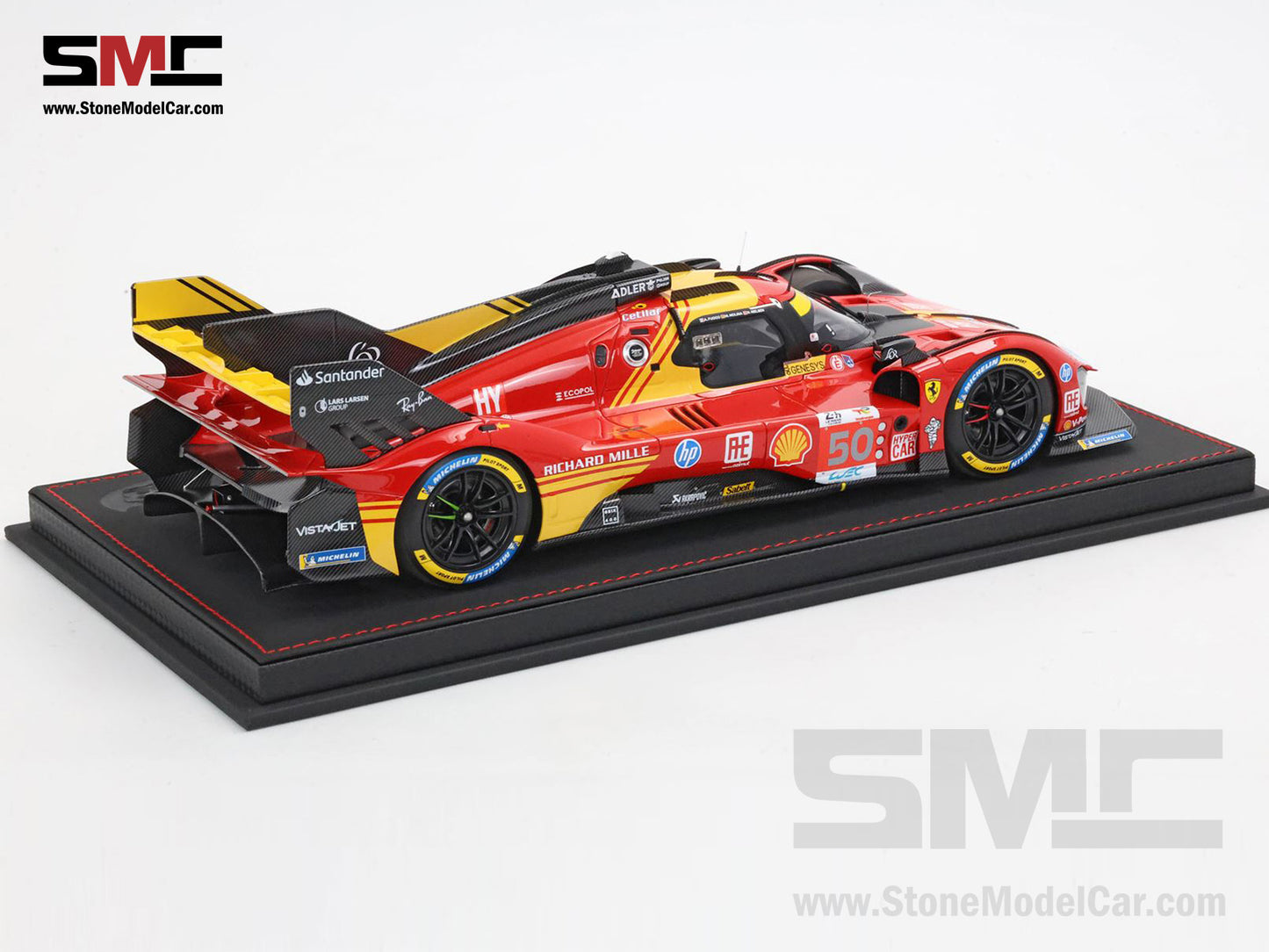 Ferrari 499P #50 AF CORSE Winner 24H Le Mans 2024 BBR 1:18 P18252A with Leather Base