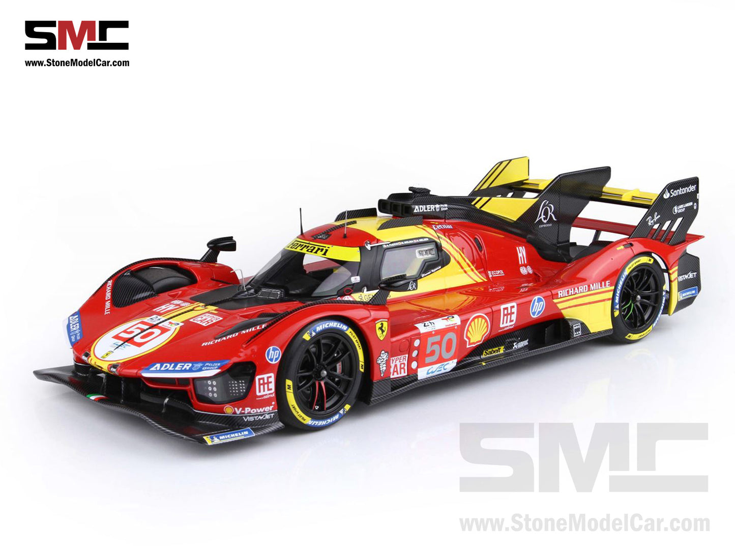 Ferrari 499P #50 AF CORSE Winner 24H Le Mans 2024 BBR 1:18 P18252A with Leather Base