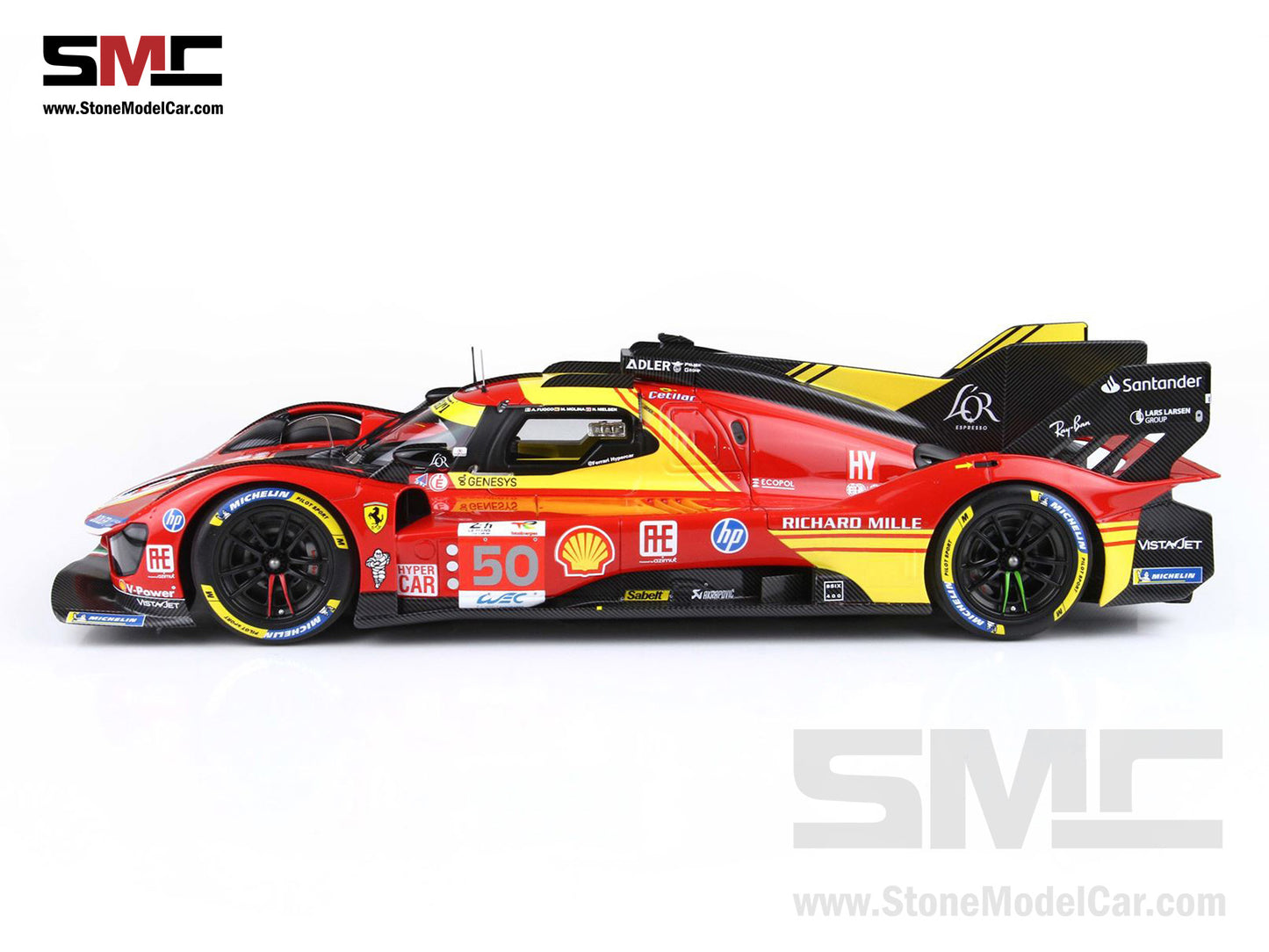 Ferrari 499P #50 AF CORSE Winner 24H Le Mans 2024 BBR 1:18 P18252A with Leather Base