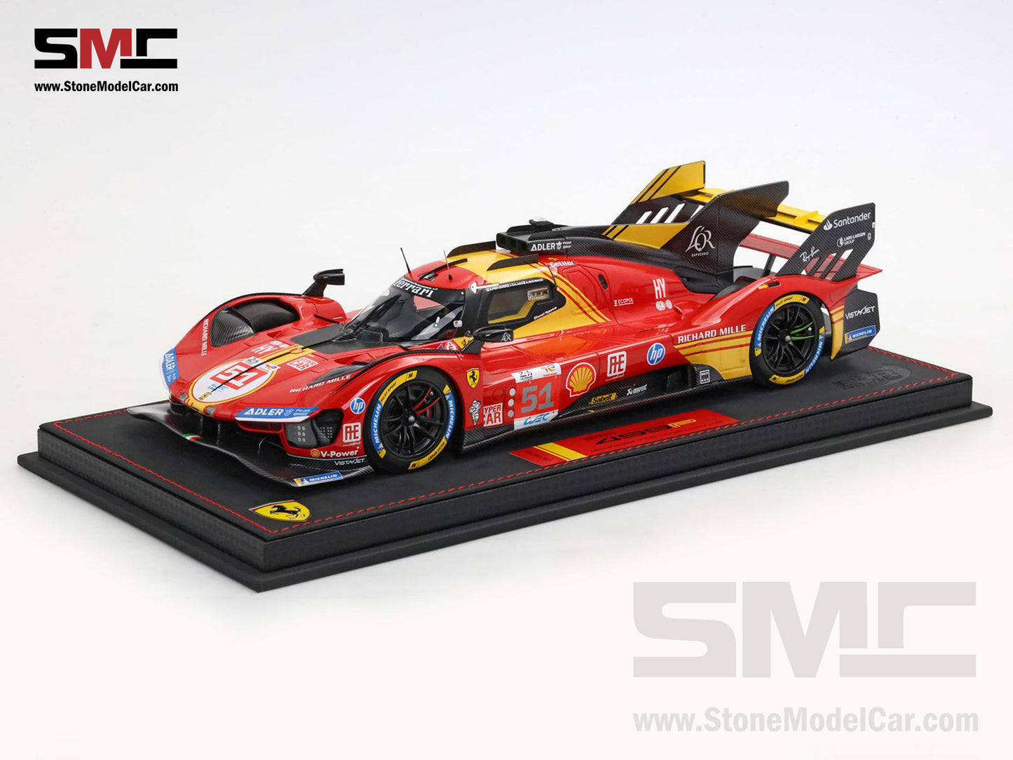 Ferrari 499P #51 AF CORSE 3rd 24H Le Mans 2024 BBR 1:18 P18252B with Leather Base