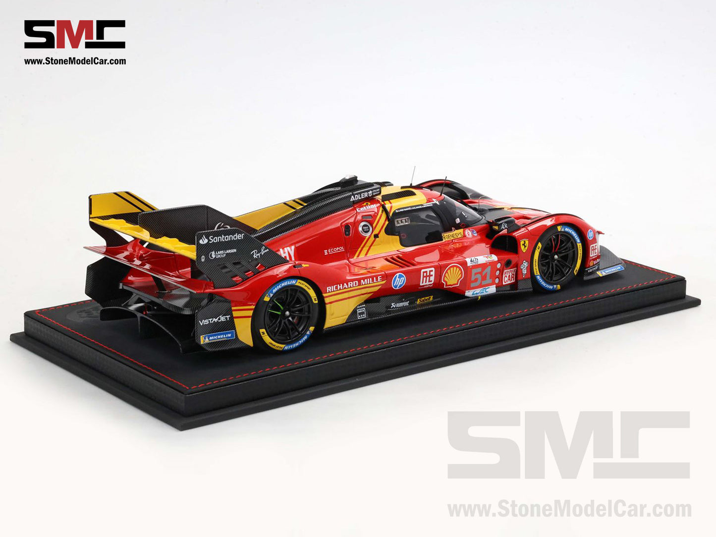 Ferrari 499P #51 AF CORSE 3rd 24H Le Mans 2024 BBR 1:18 P18252B with Leather Base