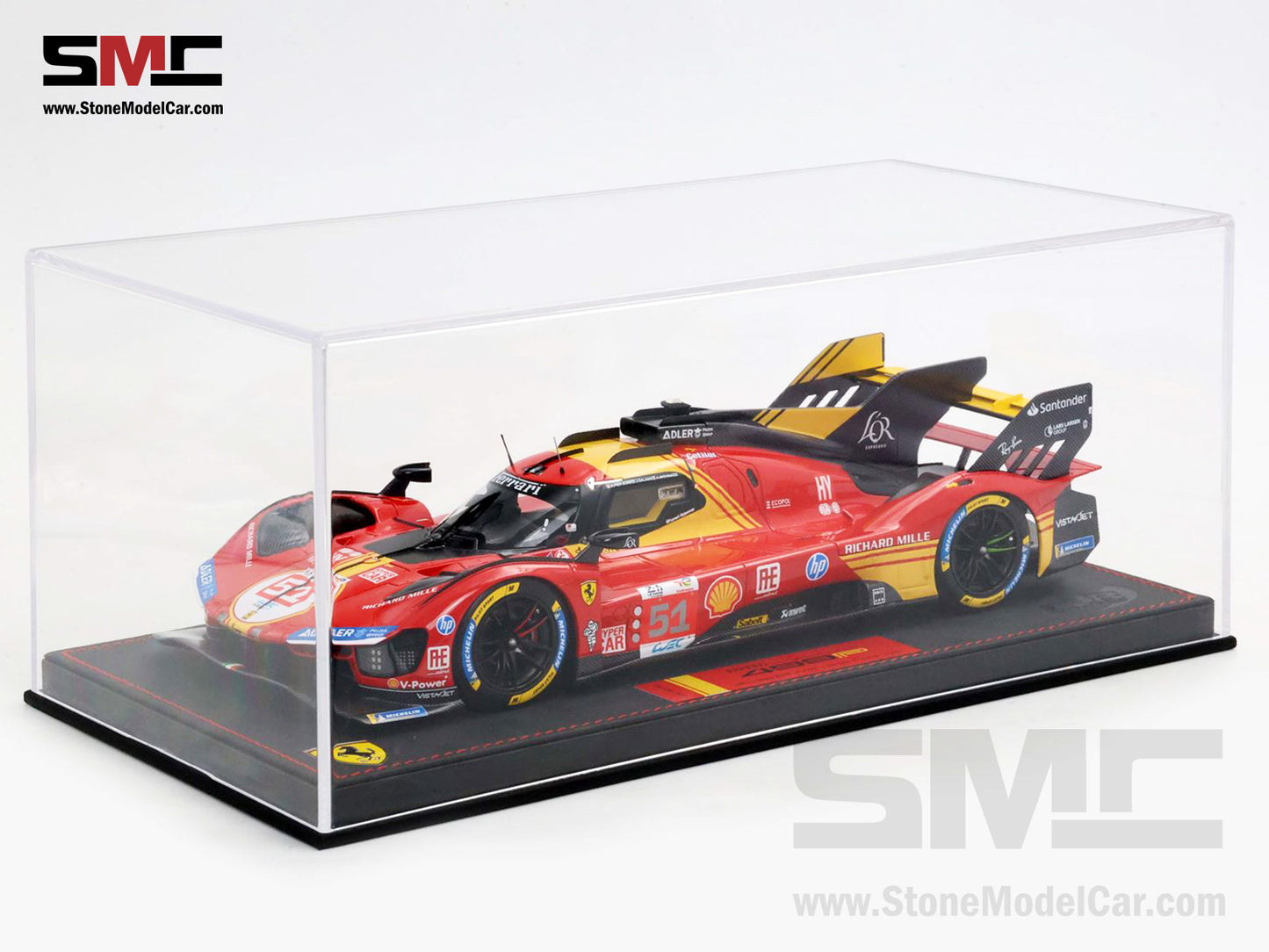Ferrari 499P #51 AF CORSE 3rd 24H Le Mans 2024 BBR 1:18 P18252B with Leather Base