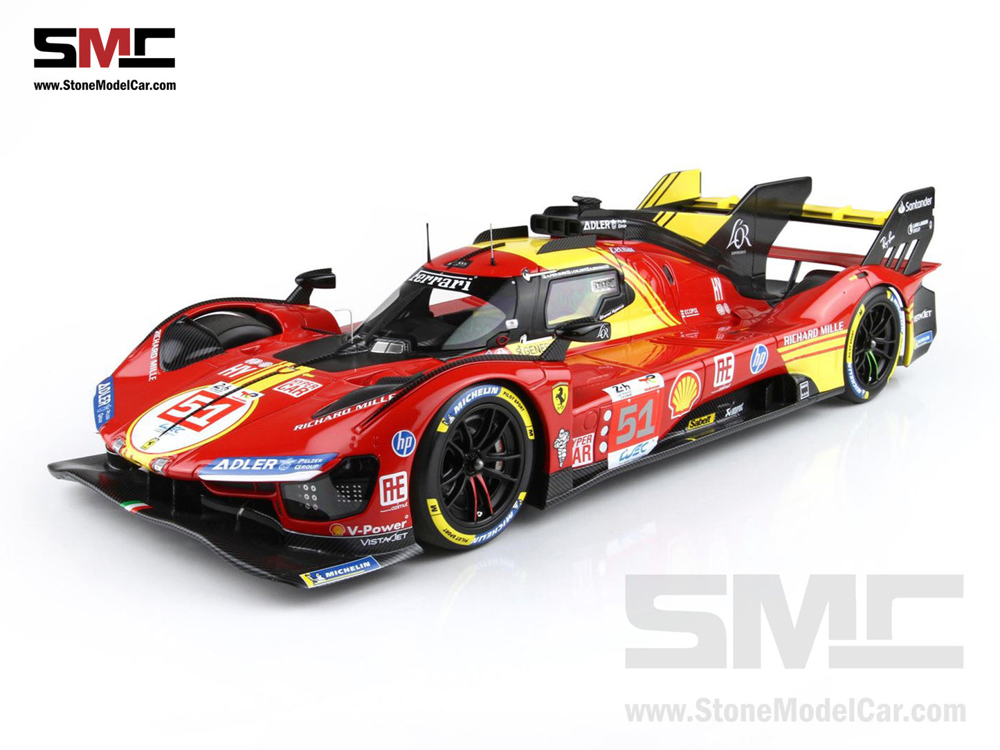 Ferrari 499P #51 AF CORSE 3rd 24H Le Mans 2024 BBR 1:18 P18252B with Leather Base