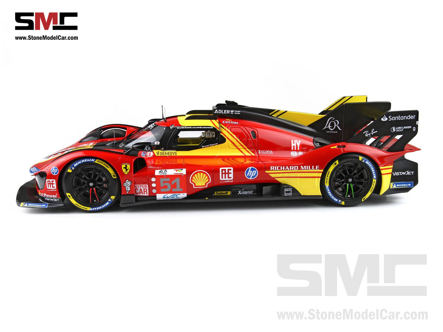 Ferrari 499P #51 AF CORSE 3rd 24H Le Mans 2024 BBR 1:18 P18252B with Leather Base