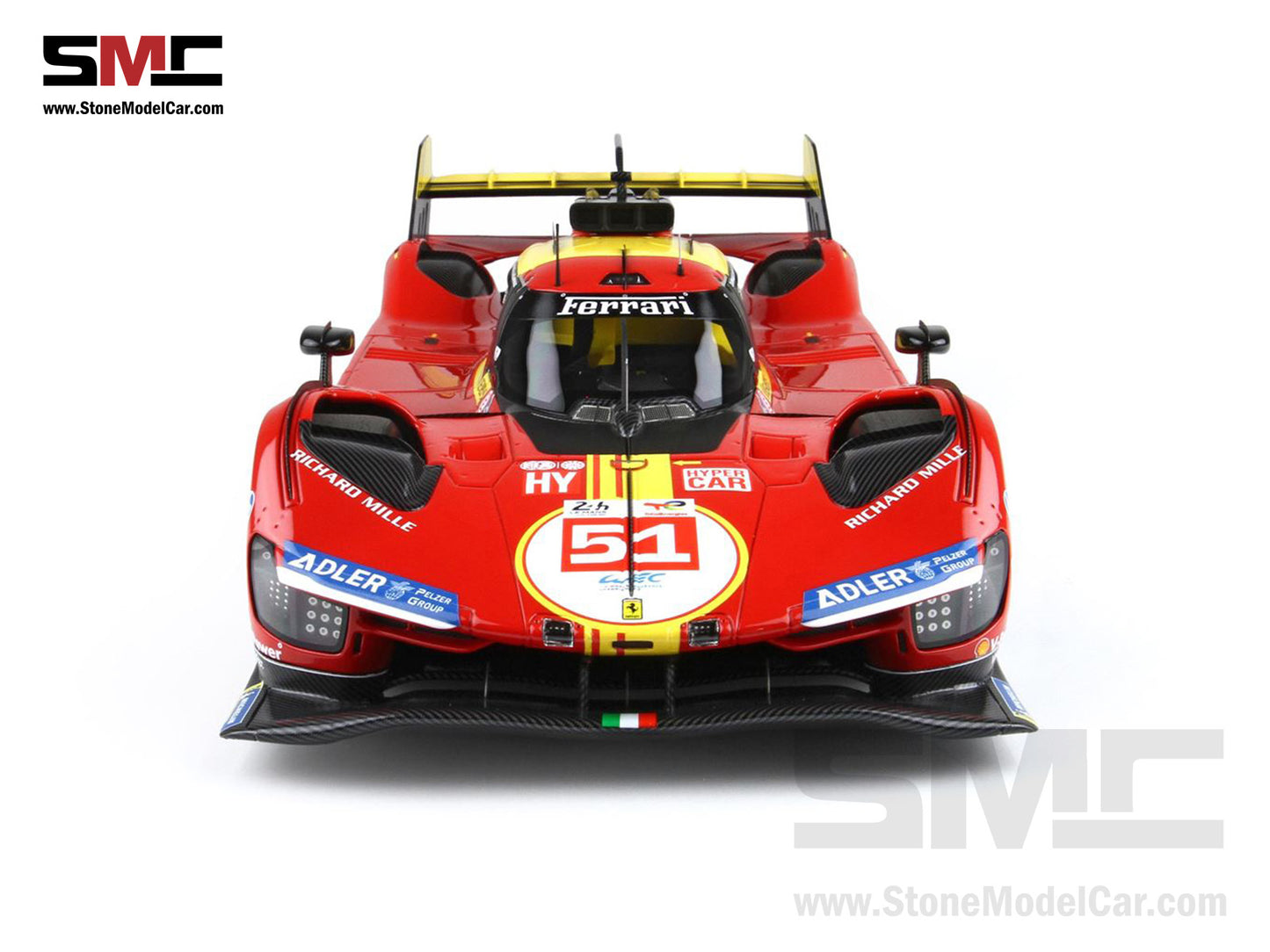 Ferrari 499P #51 AF CORSE 3rd 24H Le Mans 2024 BBR 1:18 P18252B with Leather Base