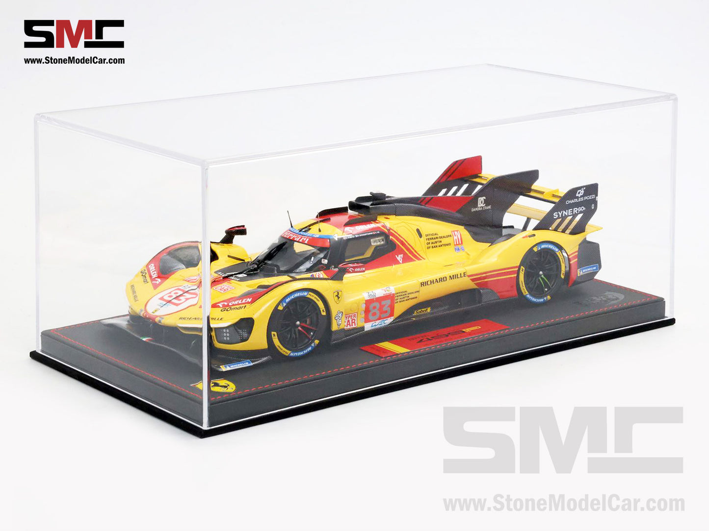 Ferrari 499P #83 AF CORSE 24H Le Mans 2024 BBR 1:18 P18252C with Leather Base