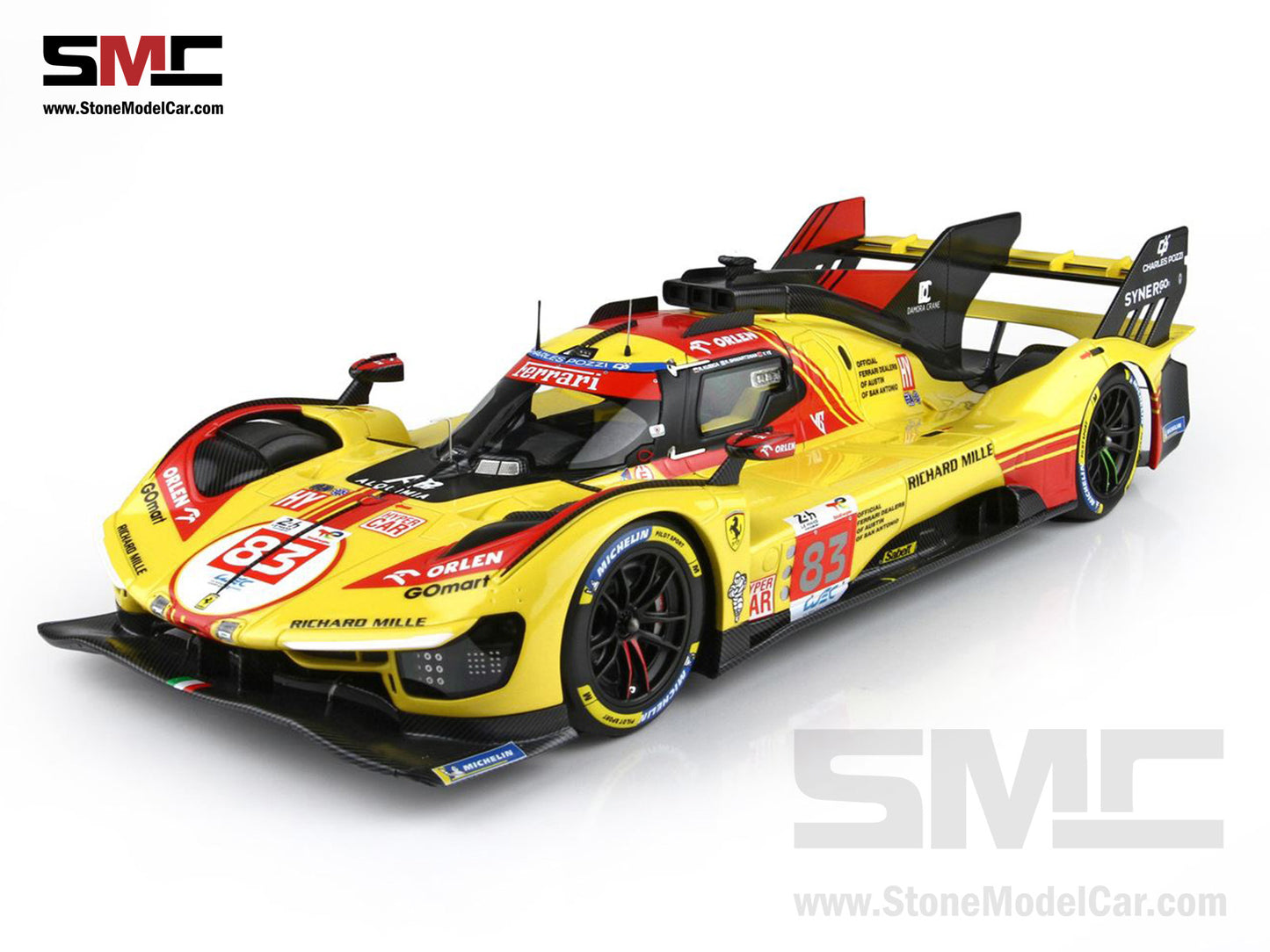 Ferrari 499P #83 AF CORSE 24H Le Mans 2024 BBR 1:18 P18252C with Leather Base