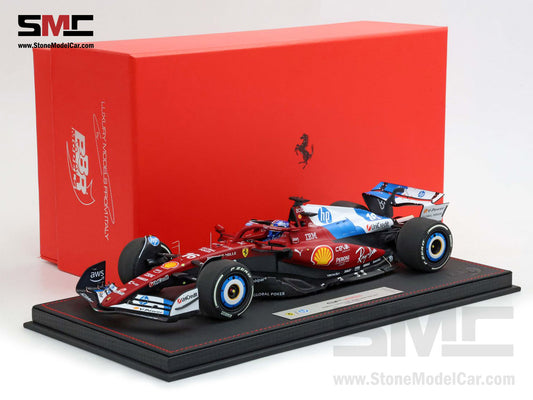 Ferrari F1 SF-25 #16 Charles Leclerc Miami GP 2025 Special Livery BBR 1:18 with Leather Base