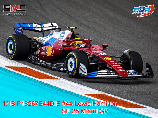 [Pre-Order] Ferrari F1 SF-25 #44 Lewis Hamilton Miami GP 2025 Special Livery BBR 1:18 with Leather Base