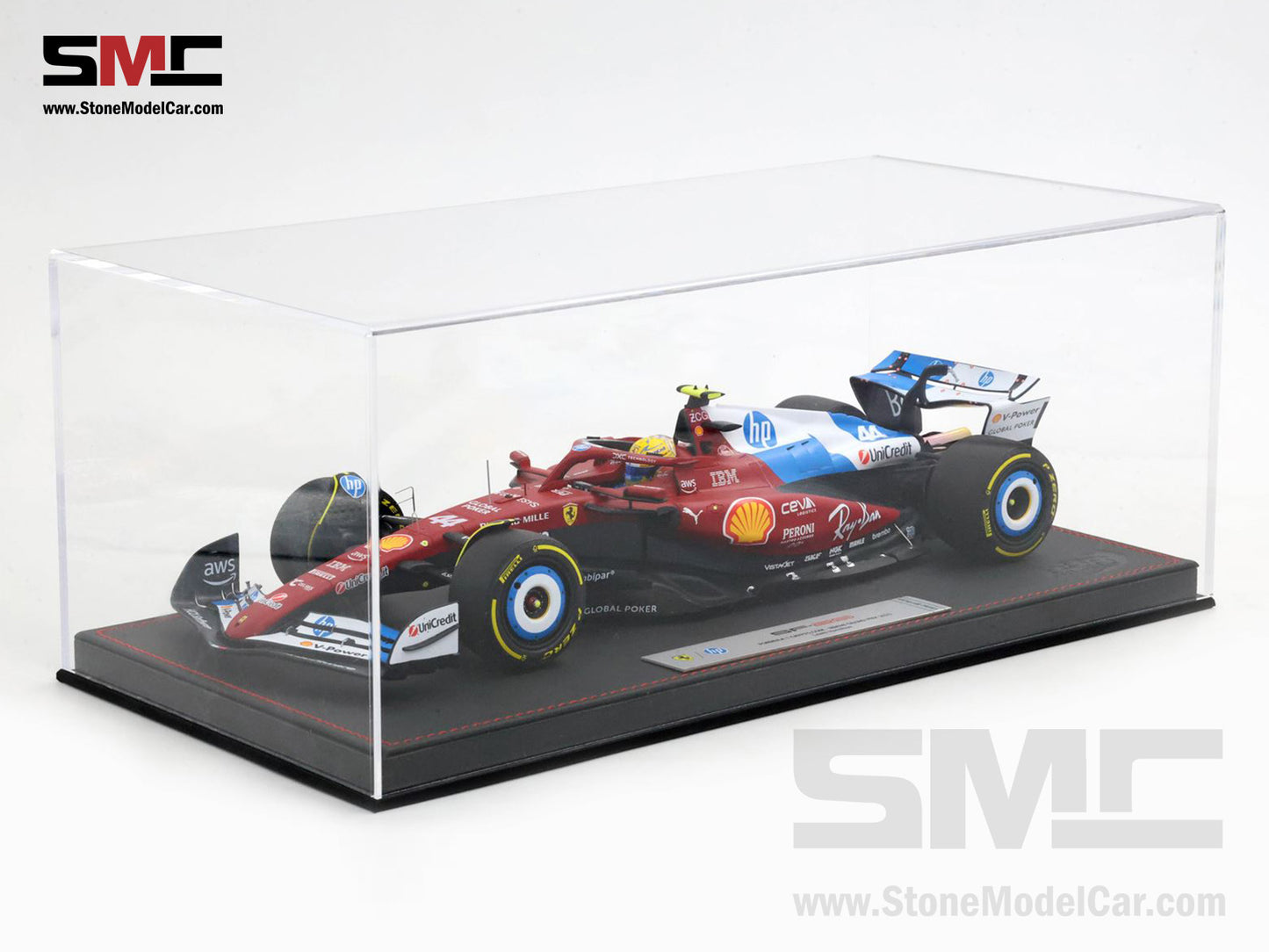 Ferrari F1 SF-25 #44 Lewis Hamilton Miami GP 2025 Special Livery BBR 1:18 with Leather Base