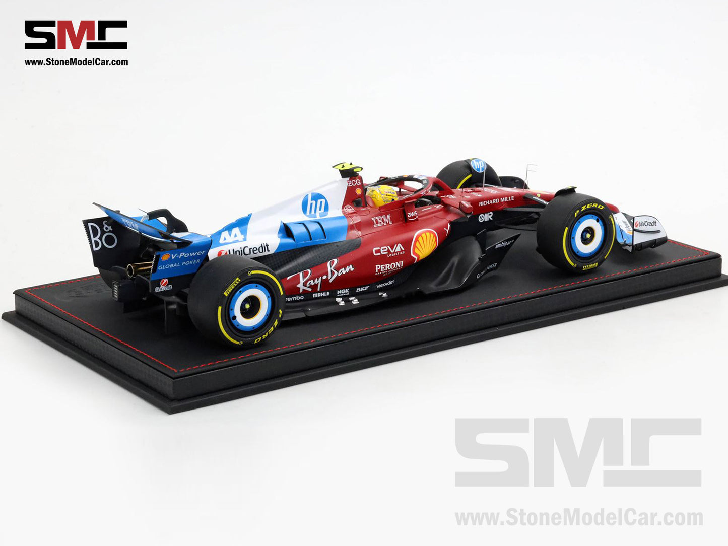 Ferrari F1 SF-25 #44 Lewis Hamilton Miami GP 2025 Special Livery BBR 1:18 with Leather Base