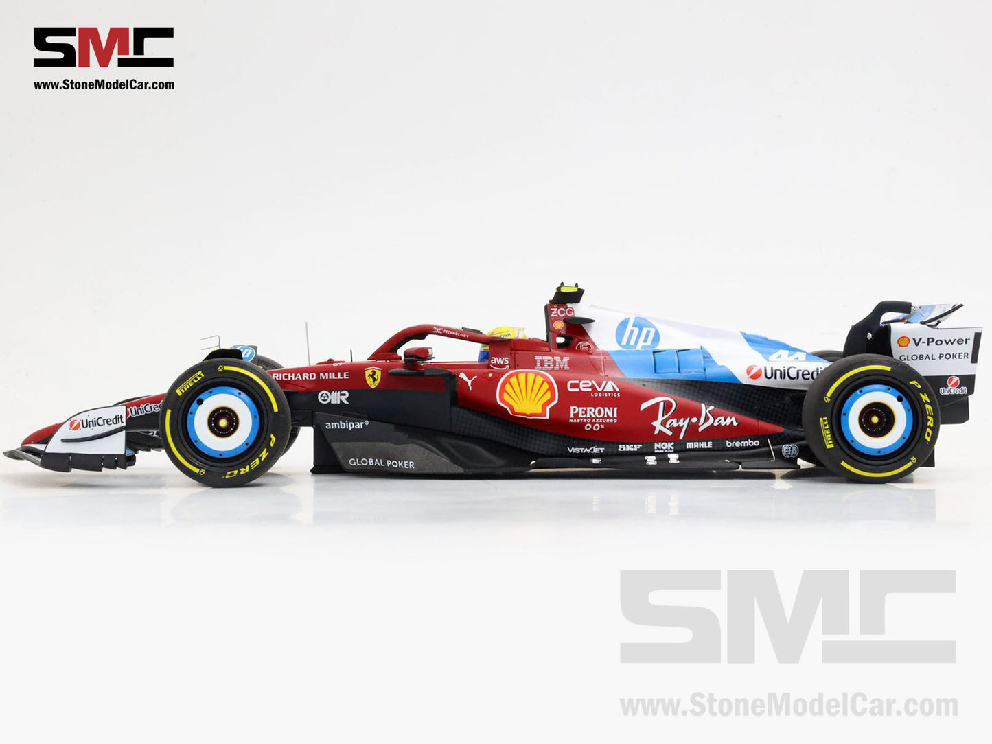 Ferrari F1 SF-25 #44 Lewis Hamilton Miami GP 2025 Special Livery BBR 1:18 with Leather Base