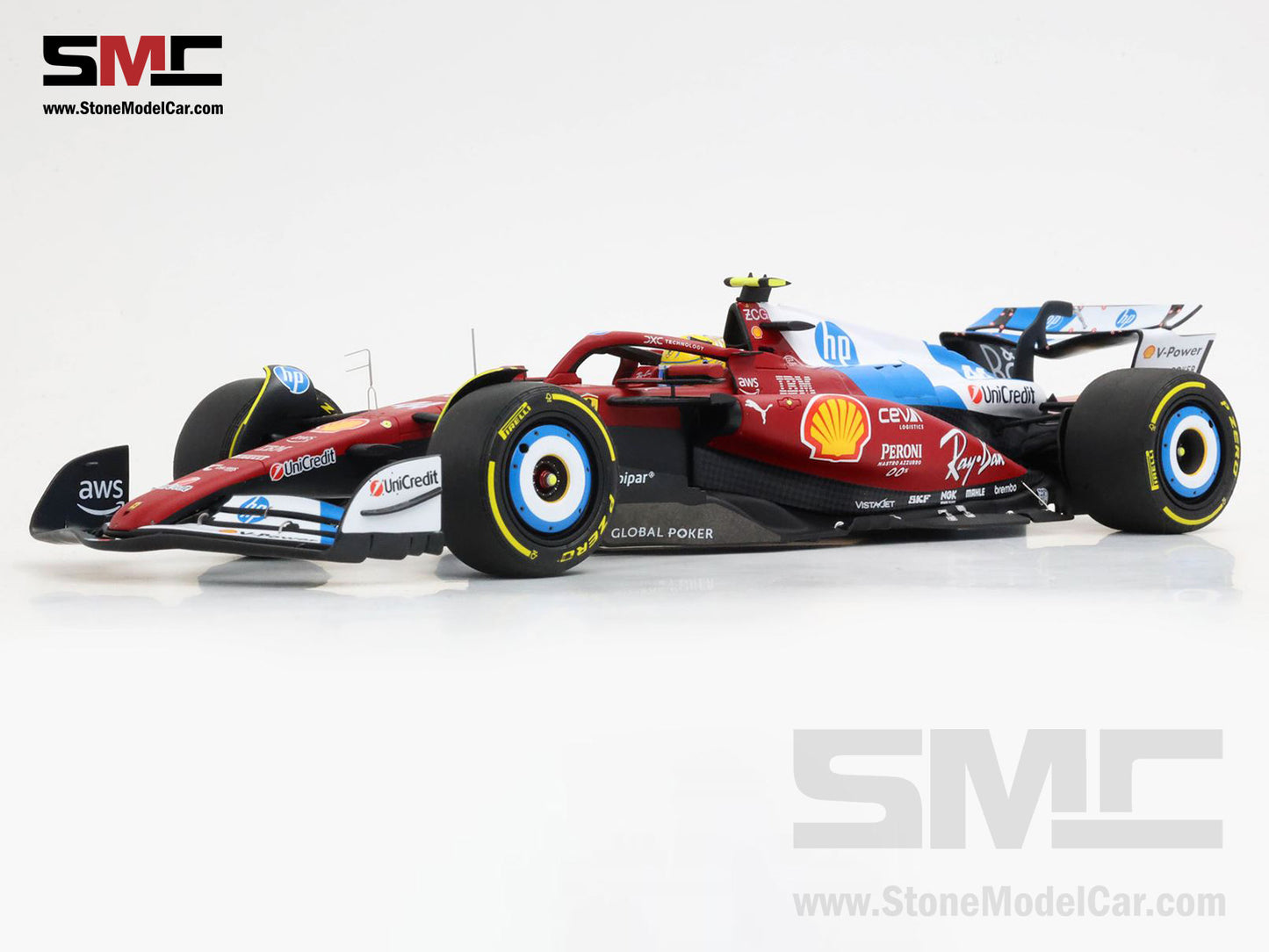 Ferrari F1 SF-25 #44 Lewis Hamilton Miami GP 2025 Special Livery BBR 1:18 with Leather Base