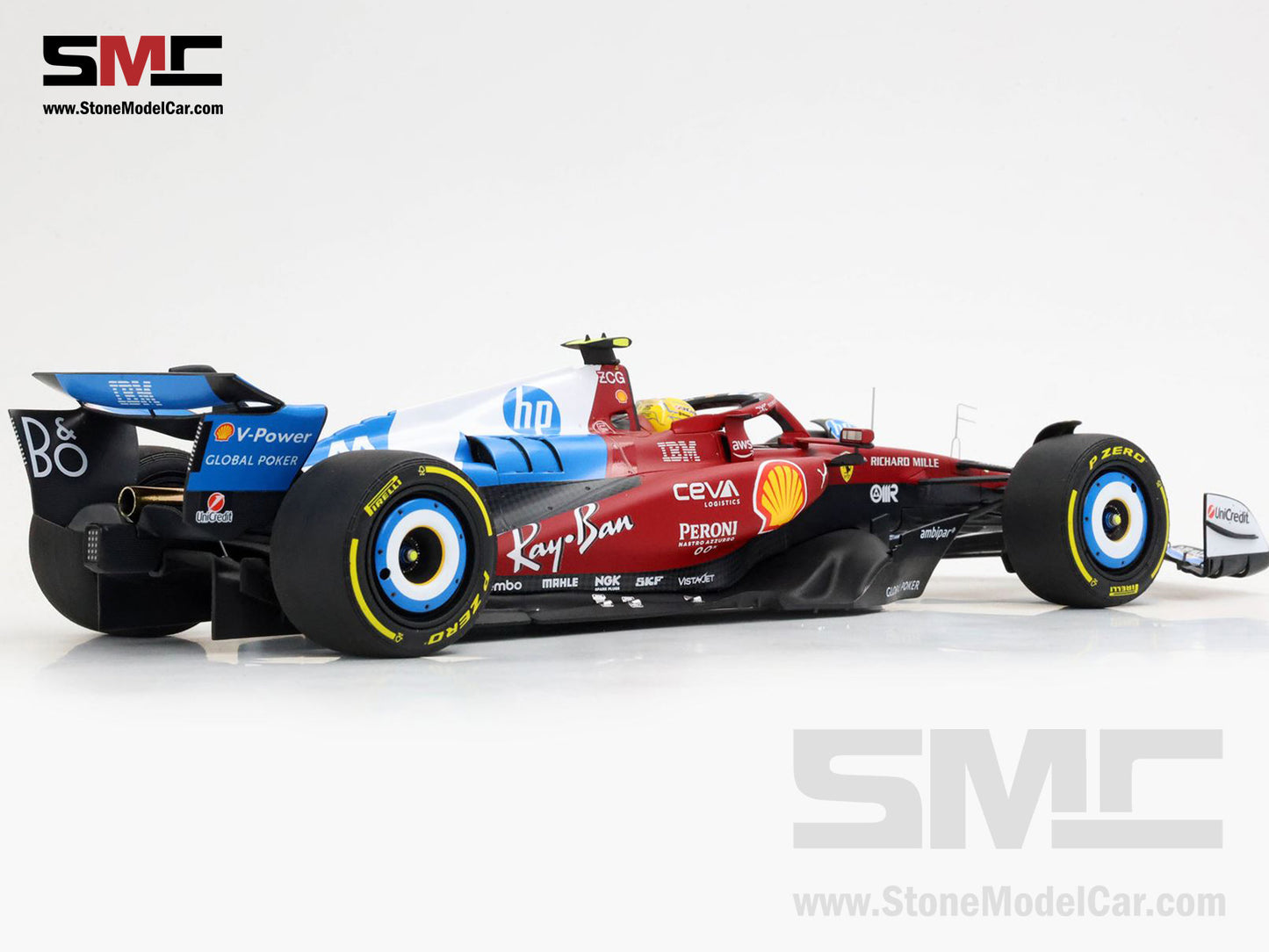 Ferrari F1 SF-25 #44 Lewis Hamilton Miami GP 2025 Special Livery BBR 1:18 with Leather Base