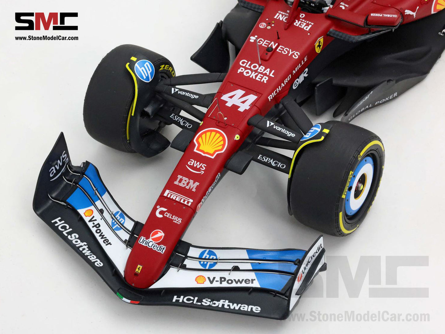 Ferrari F1 SF-25 #44 Lewis Hamilton Miami GP 2025 Special Livery BBR 1:18 with Leather Base