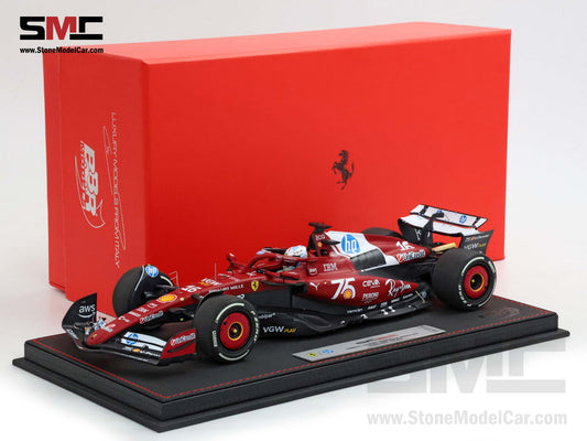 [Pre-Order] Ferrari F1 SF-25 #16 Charles Leclerc Monaco GP 2025 Shell Special Livery BBR 1:18 with Leather Base