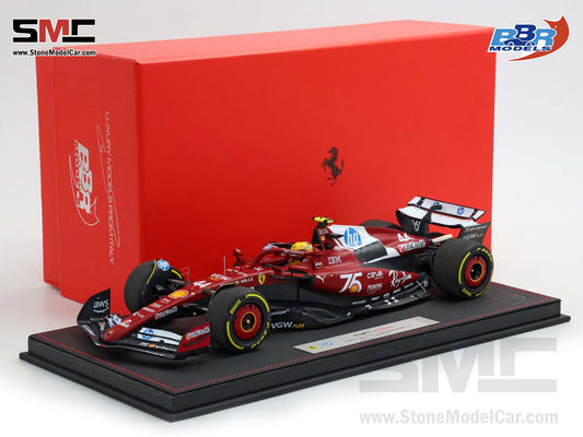 Ferrari F1 SF-25 #44 Lewis Hamilton Monaco GP 2025 Shell Special Livery BBR 1:18 with Leather Base