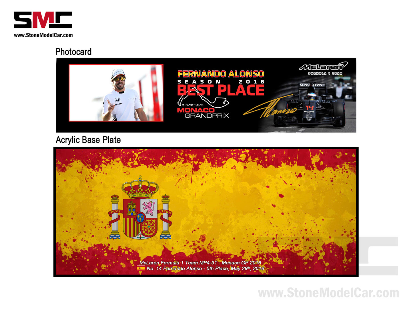 [Pre-Order] McLaren F1 MP4-31 #14 Fernando Alonso Monaco GP 2016 5th Place 1:18 Spark 18248S