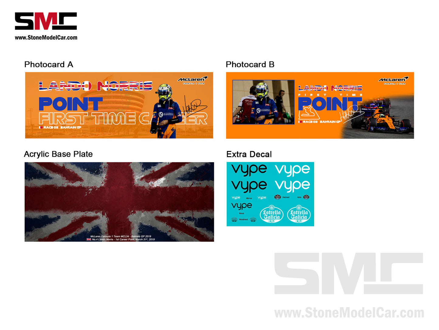 [Pre-Order] McLaren F1 MCL34 #4 Lando Norris Bahrain GP 2019 1st Career Point 1:18 Spark Figure Special Edition