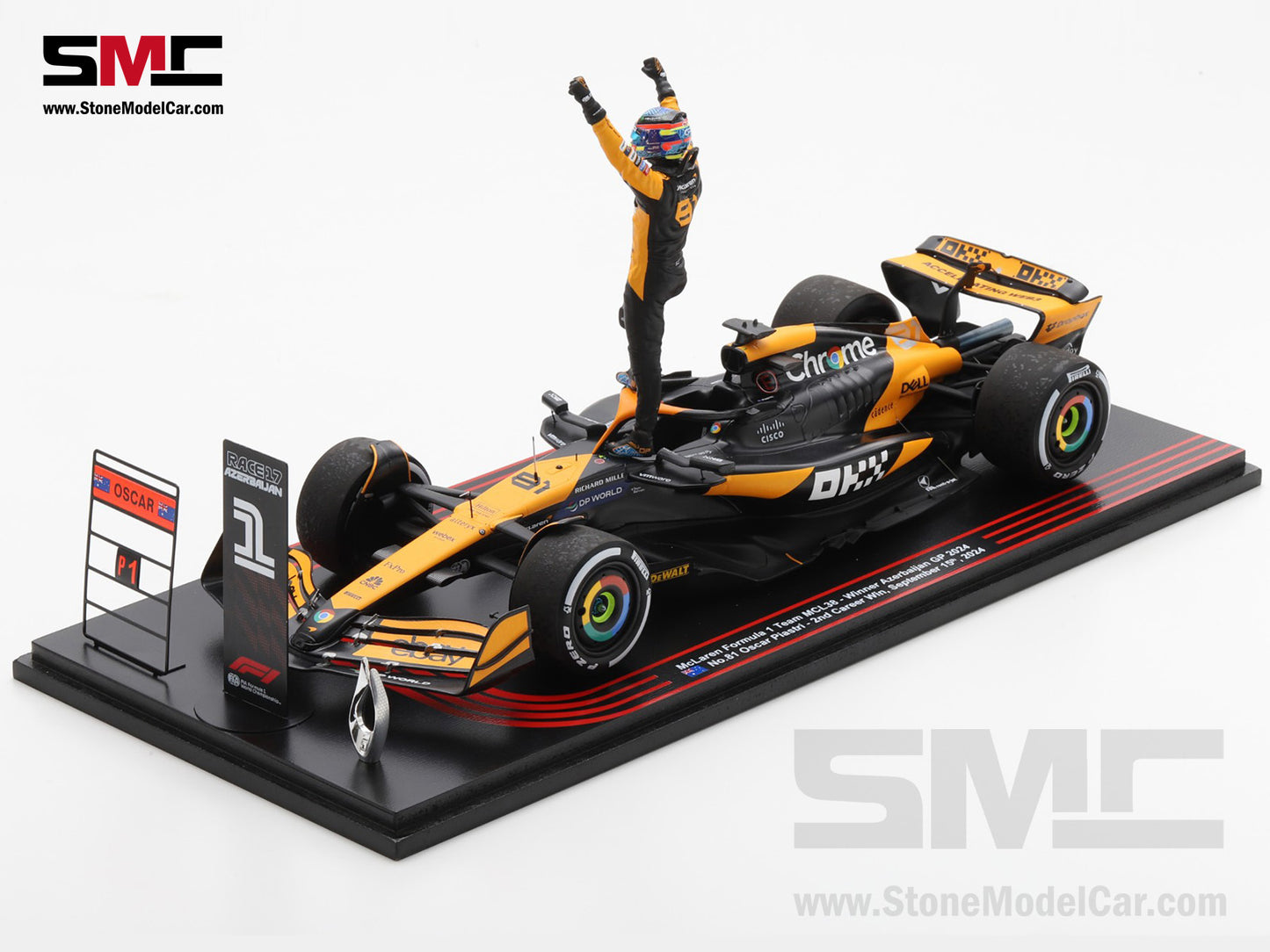 [Pre-Order] McLaren F1 MCL38 #81 Oscar Piastri Azerbaijan GP Winner 2024 2nd Career Win 1:18 Spark Figure Special