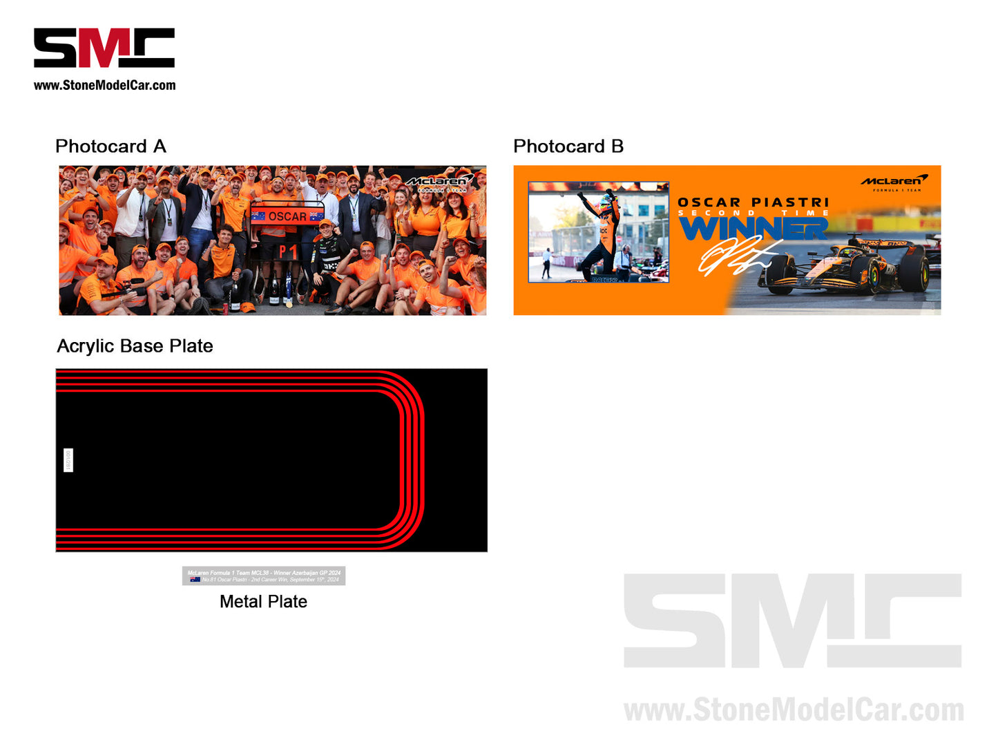 [Pre-Order] McLaren F1 MCL38 #81 Oscar Piastri Azerbaijan GP Winner 2024 2nd Career Win 1:18 Spark Figure Special