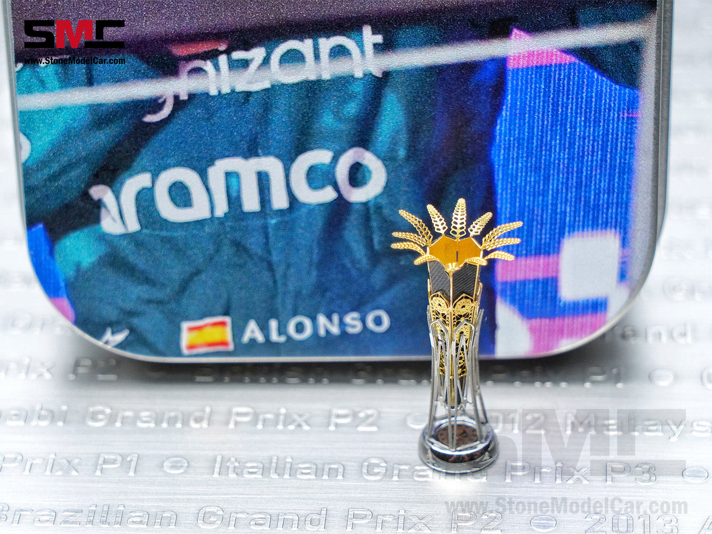 Aston Martin F1 AMR23 #14 Fernando Alonso Saudi Arabian GP 100th Career Podium 2023 1:18 Spark Figure Edition