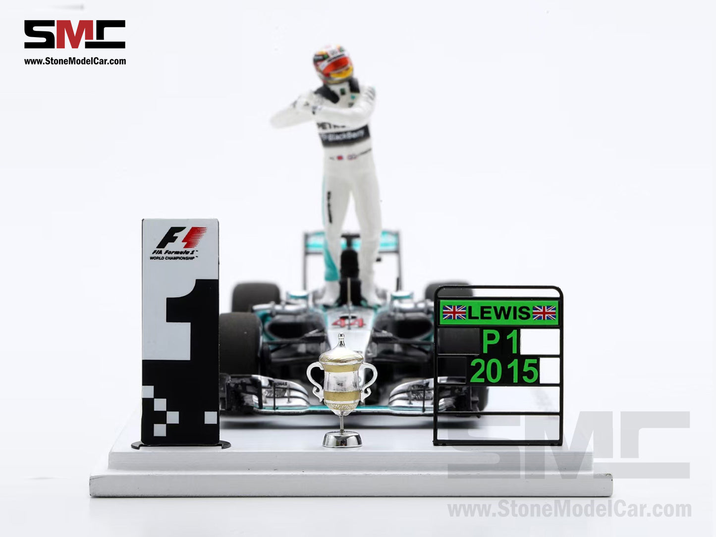 [Pre-Order] 2015 3x World Champion Mercedes F1 W06 #44 Lewis Hamilton Bahrain GP 1:43 Spark Special Figure Edition